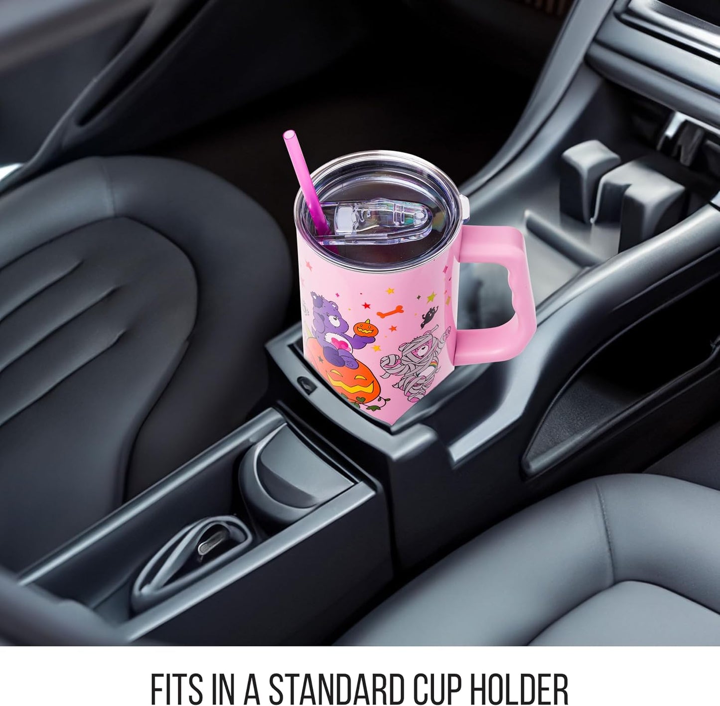 Betty Boop Core Cute Pose, Stainless Steel Tumbler, 40oz | Sitting, Hearts and Dots, Straw Cover Cap, Handle, Lid, Double Walled, Fits in Cup Holder, 1.18 Liters - Colors B