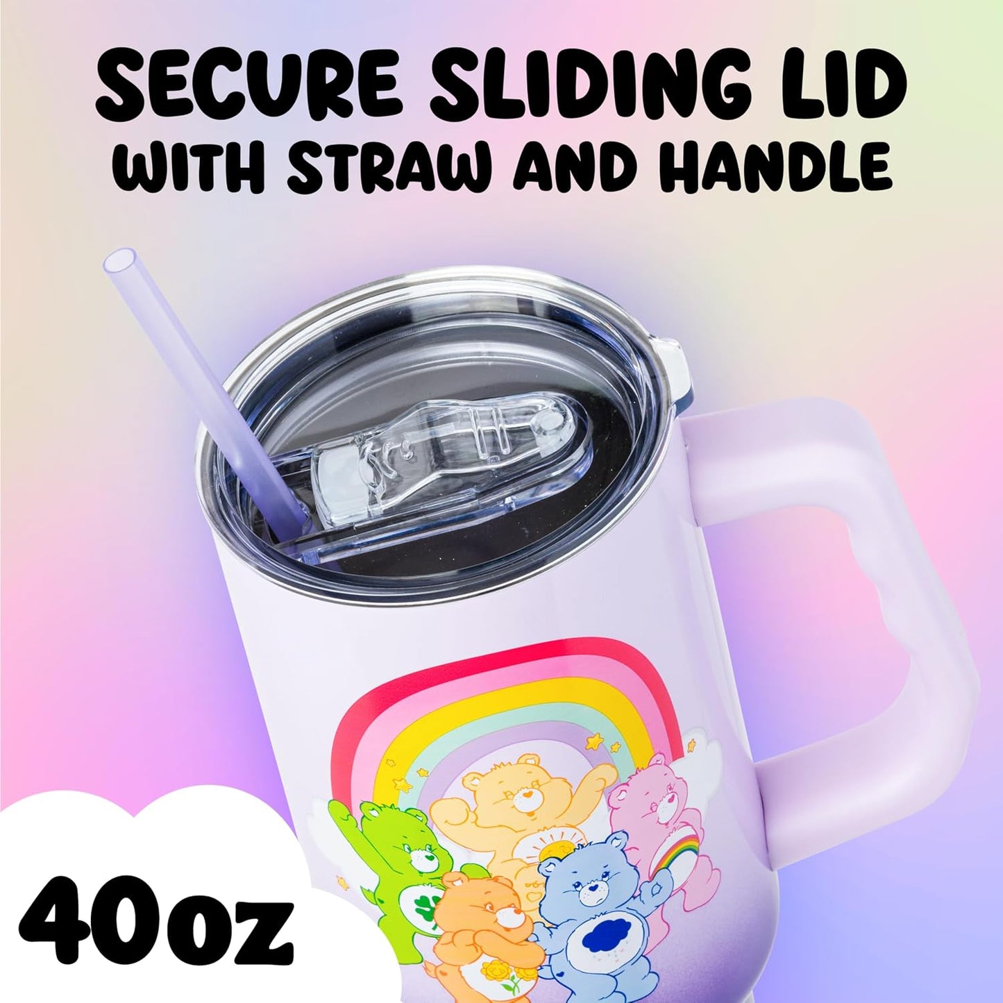Betty Boop Core Cute Pose, Stainless Steel Tumbler, 40oz | Sitting, Hearts and Dots, Straw Cover Cap, Handle, Lid, Double Walled, Fits in Cup Holder, 1.18 Liters - Colors B