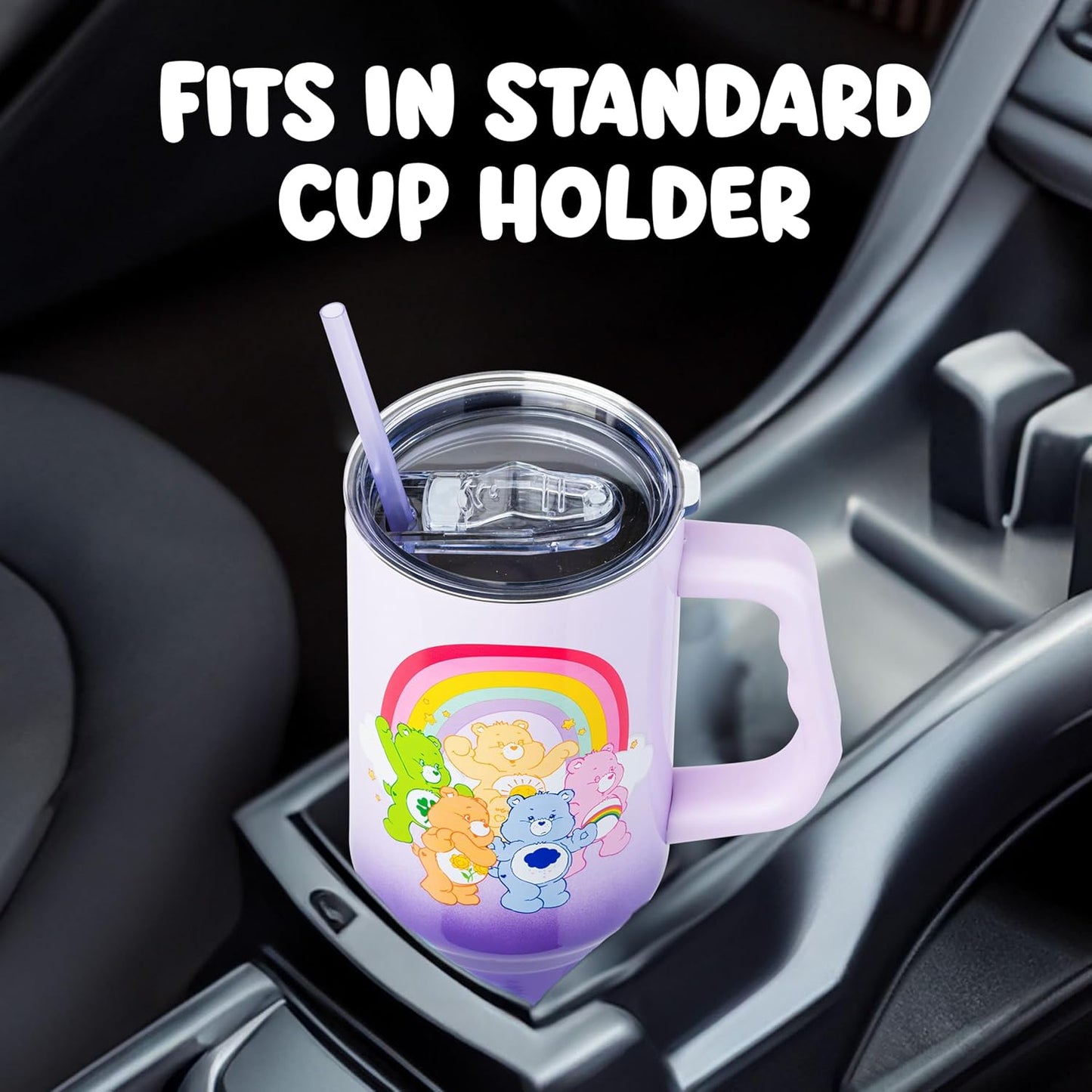 Betty Boop Core Cute Pose, Stainless Steel Tumbler, 40oz | Sitting, Hearts and Dots, Straw Cover Cap, Handle, Lid, Double Walled, Fits in Cup Holder, 1.18 Liters - Colors B