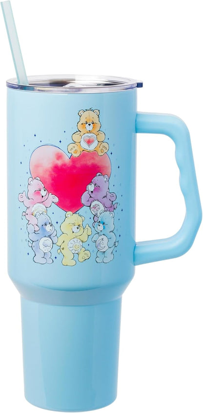 Betty Boop Core Cute Pose, Stainless Steel Tumbler, 40oz | Sitting, Hearts and Dots, Straw Cover Cap, Handle, Lid, Double Walled, Fits in Cup Holder, 1.18 Liters - Colors B