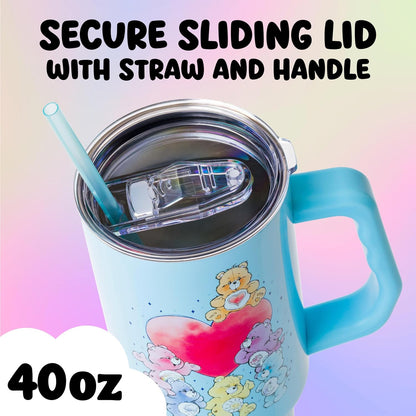 Betty Boop Core Cute Pose, Stainless Steel Tumbler, 40oz | Sitting, Hearts and Dots, Straw Cover Cap, Handle, Lid, Double Walled, Fits in Cup Holder, 1.18 Liters - Colors B