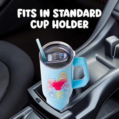Betty Boop Core Cute Pose, Stainless Steel Tumbler, 40oz | Sitting, Hearts and Dots, Straw Cover Cap, Handle, Lid, Double Walled, Fits in Cup Holder, 1.18 Liters - Colors B