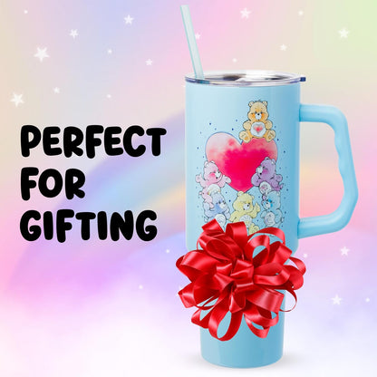 Betty Boop Core Cute Pose, Stainless Steel Tumbler, 40oz | Sitting, Hearts and Dots, Straw Cover Cap, Handle, Lid, Double Walled, Fits in Cup Holder, 1.18 Liters - Colors B