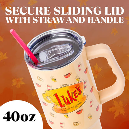 Betty Boop Core Cute Pose, Stainless Steel Tumbler, 40oz | Sitting, Hearts and Dots, Straw Cover Cap, Handle, Lid, Double Walled, Fits in Cup Holder, 1.18 Liters - Colors B