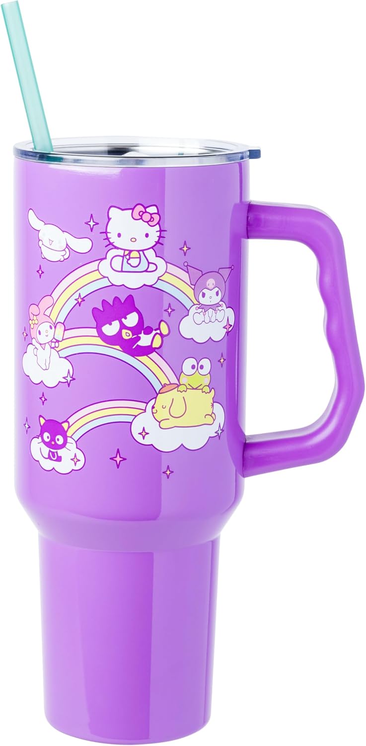 Betty Boop Core Cute Pose, Stainless Steel Tumbler, 40oz | Sitting, Hearts and Dots, Straw Cover Cap, Handle, Lid, Double Walled, Fits in Cup Holder, 1.18 Liters - Colors B