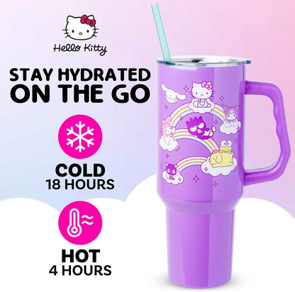 Betty Boop Core Cute Pose, Stainless Steel Tumbler, 40oz | Sitting, Hearts and Dots, Straw Cover Cap, Handle, Lid, Double Walled, Fits in Cup Holder, 1.18 Liters - Colors B