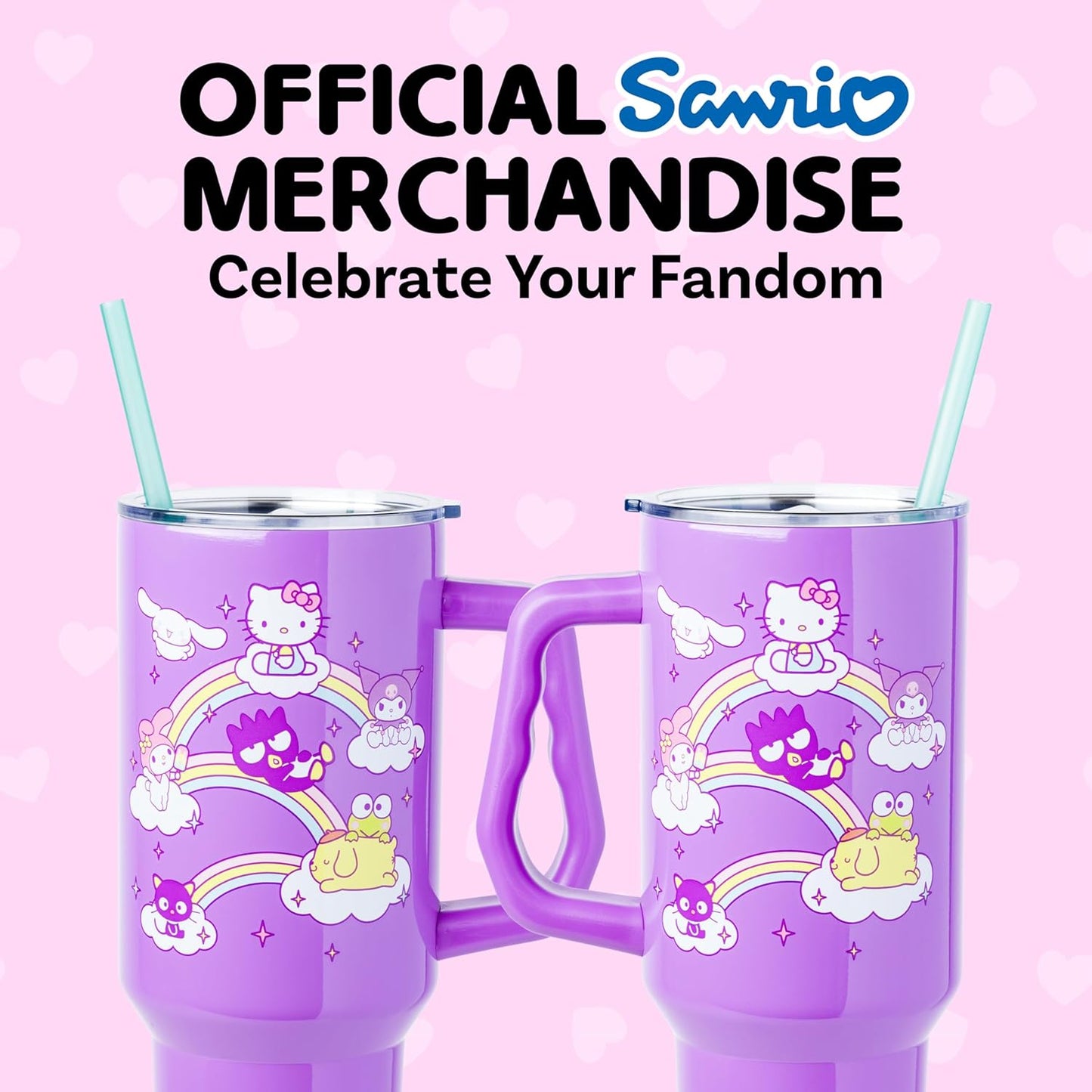 Betty Boop Core Cute Pose, Stainless Steel Tumbler, 40oz | Sitting, Hearts and Dots, Straw Cover Cap, Handle, Lid, Double Walled, Fits in Cup Holder, 1.18 Liters - Colors B