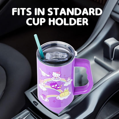 Betty Boop Core Cute Pose, Stainless Steel Tumbler, 40oz | Sitting, Hearts and Dots, Straw Cover Cap, Handle, Lid, Double Walled, Fits in Cup Holder, 1.18 Liters - Colors B