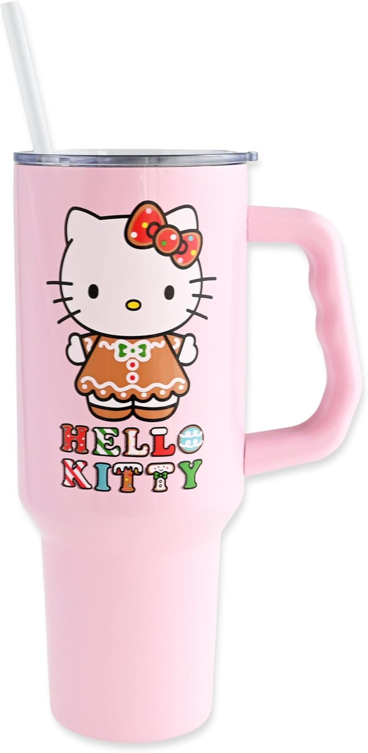 Betty Boop Core Cute Pose, Stainless Steel Tumbler, 40oz | Sitting, Hearts and Dots, Straw Cover Cap, Handle, Lid, Double Walled, Fits in Cup Holder, 1.18 Liters - Colors B