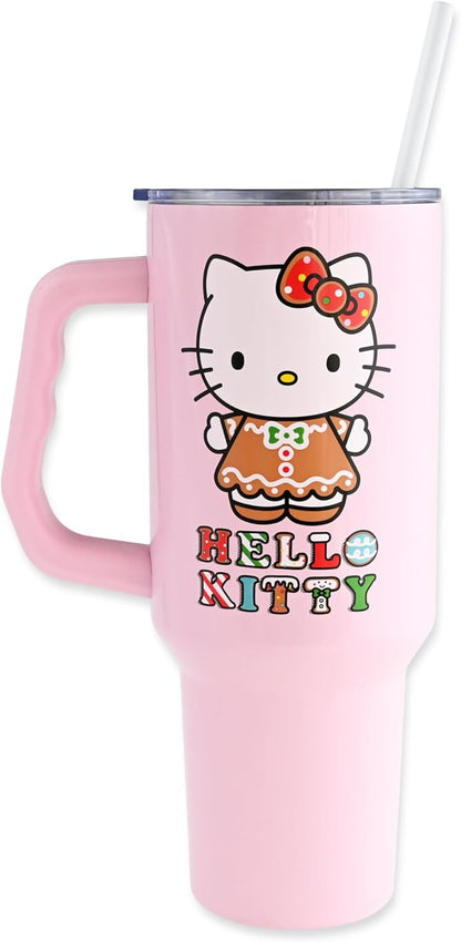 Betty Boop Core Cute Pose, Stainless Steel Tumbler, 40oz | Sitting, Hearts and Dots, Straw Cover Cap, Handle, Lid, Double Walled, Fits in Cup Holder, 1.18 Liters - Colors B