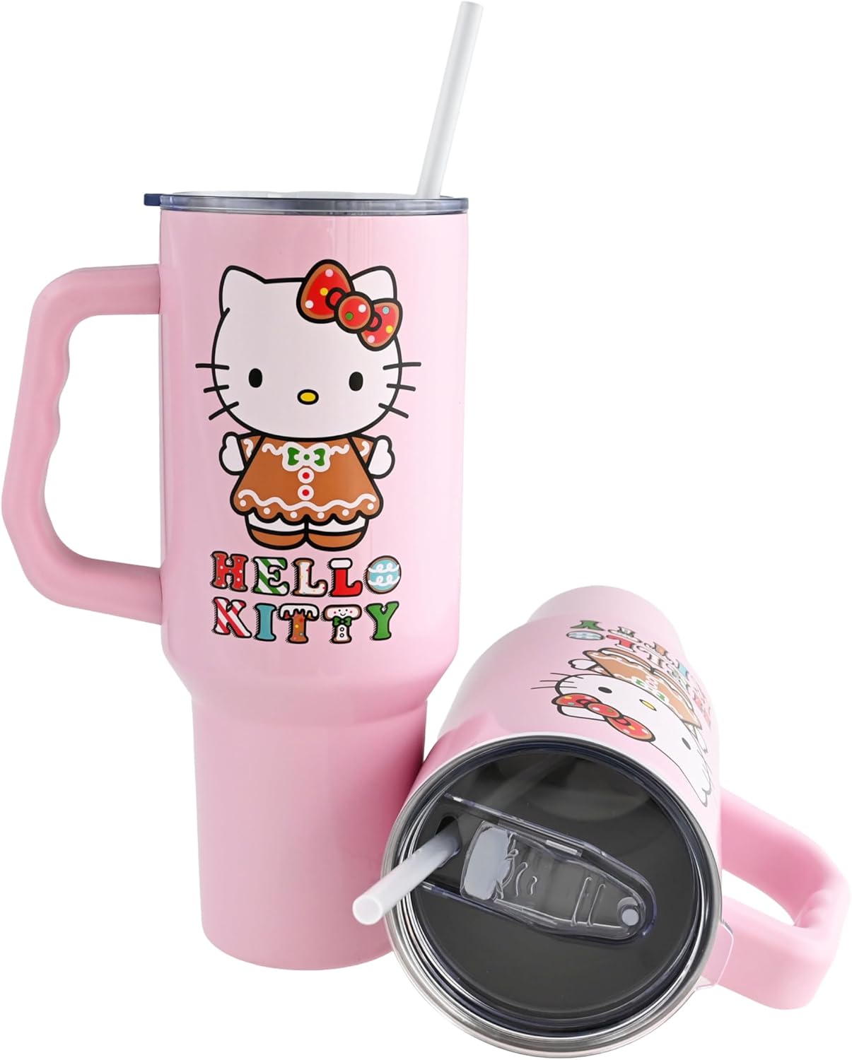 Betty Boop Core Cute Pose, Stainless Steel Tumbler, 40oz | Sitting, Hearts and Dots, Straw Cover Cap, Handle, Lid, Double Walled, Fits in Cup Holder, 1.18 Liters - Colors B
