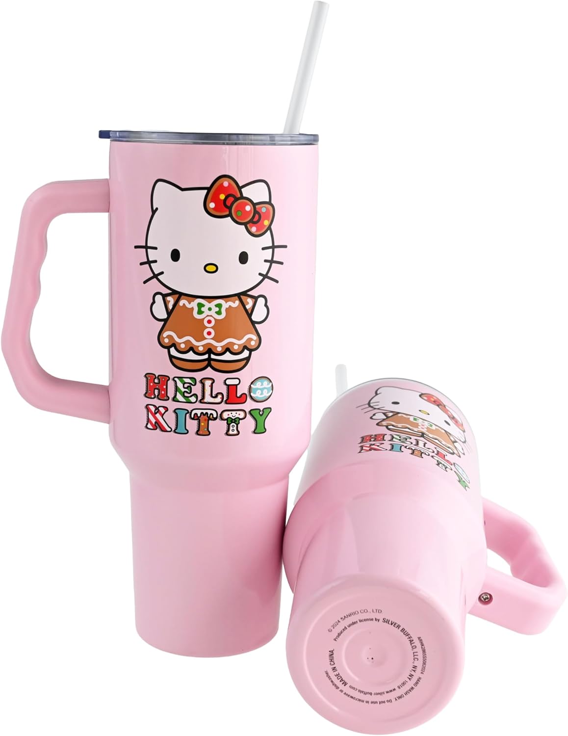 Betty Boop Core Cute Pose, Stainless Steel Tumbler, 40oz | Sitting, Hearts and Dots, Straw Cover Cap, Handle, Lid, Double Walled, Fits in Cup Holder, 1.18 Liters - Colors B
