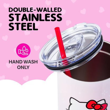 Betty Boop Core Cute Pose, Stainless Steel Tumbler, 40oz | Sitting, Hearts and Dots, Straw Cover Cap, Handle, Lid, Double Walled, Fits in Cup Holder, 1.18 Liters - Colors B