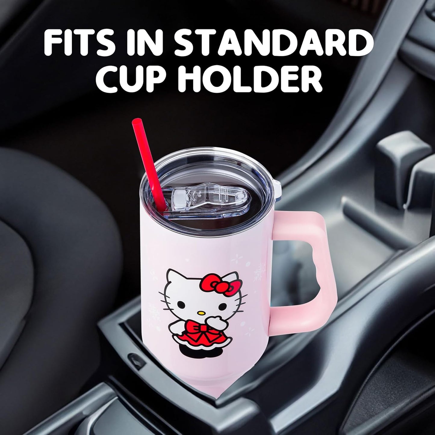 Betty Boop Core Cute Pose, Stainless Steel Tumbler, 40oz | Sitting, Hearts and Dots, Straw Cover Cap, Handle, Lid, Double Walled, Fits in Cup Holder, 1.18 Liters - Colors B