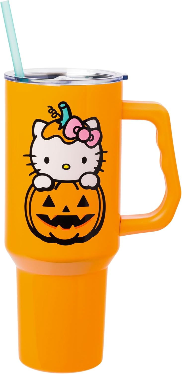 Betty Boop Core Cute Pose, Stainless Steel Tumbler, 40oz | Sitting, Hearts and Dots, Straw Cover Cap, Handle, Lid, Double Walled, Fits in Cup Holder, 1.18 Liters - Colors B