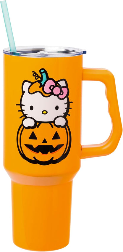 Betty Boop Core Cute Pose, Stainless Steel Tumbler, 40oz | Sitting, Hearts and Dots, Straw Cover Cap, Handle, Lid, Double Walled, Fits in Cup Holder, 1.18 Liters - Colors B