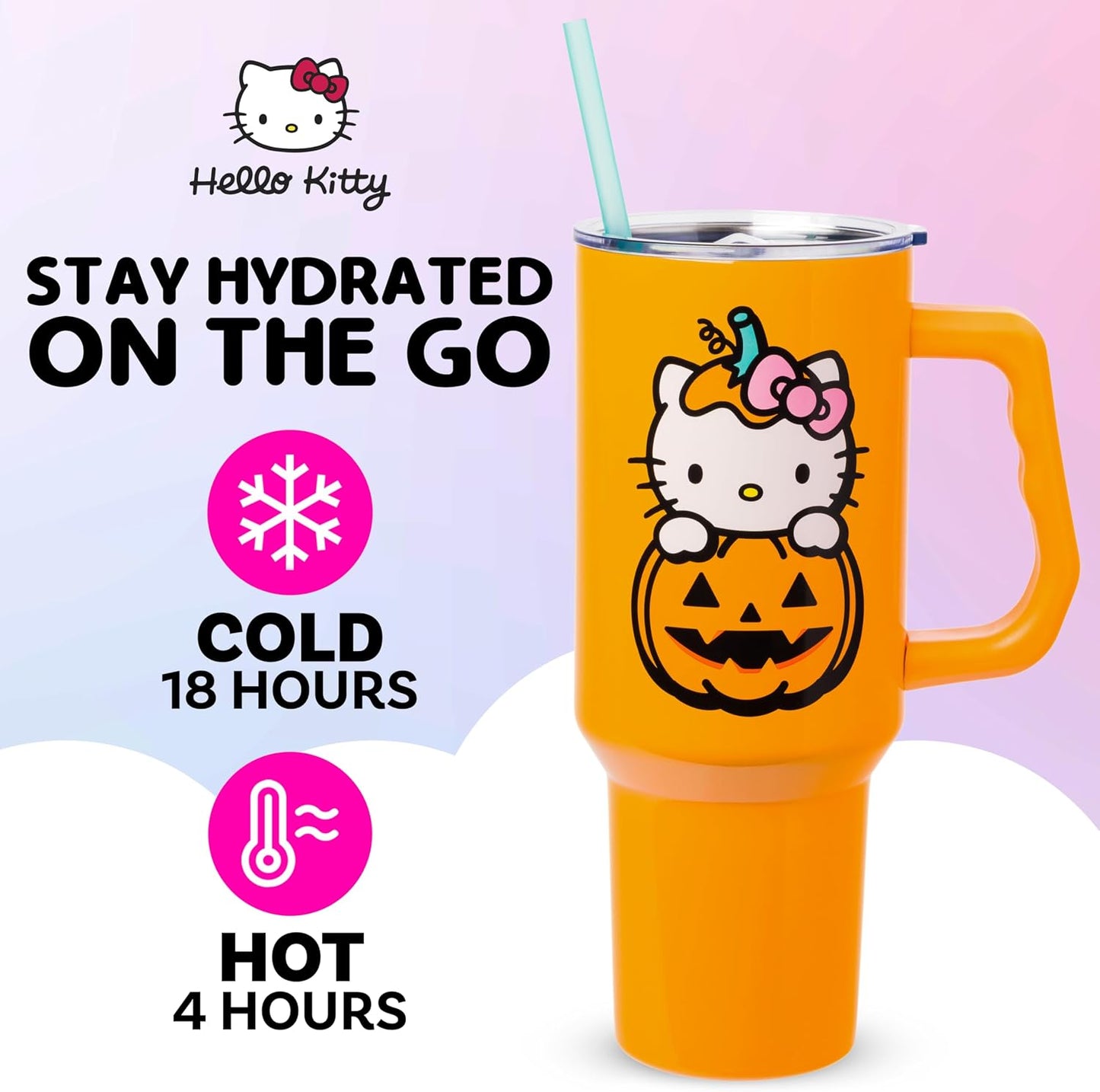 Betty Boop Core Cute Pose, Stainless Steel Tumbler, 40oz | Sitting, Hearts and Dots, Straw Cover Cap, Handle, Lid, Double Walled, Fits in Cup Holder, 1.18 Liters - Colors B