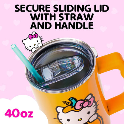 Betty Boop Core Cute Pose, Stainless Steel Tumbler, 40oz | Sitting, Hearts and Dots, Straw Cover Cap, Handle, Lid, Double Walled, Fits in Cup Holder, 1.18 Liters - Colors B
