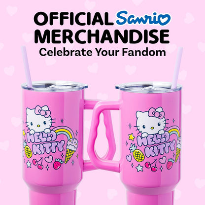 Betty Boop Core Cute Pose, Stainless Steel Tumbler, 40oz | Sitting, Hearts and Dots, Straw Cover Cap, Handle, Lid, Double Walled, Fits in Cup Holder, 1.18 Liters - Colors B