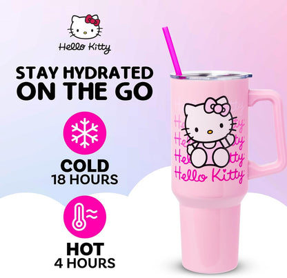 Betty Boop Core Cute Pose, Stainless Steel Tumbler, 40oz | Sitting, Hearts and Dots, Straw Cover Cap, Handle, Lid, Double Walled, Fits in Cup Holder, 1.18 Liters - Colors B