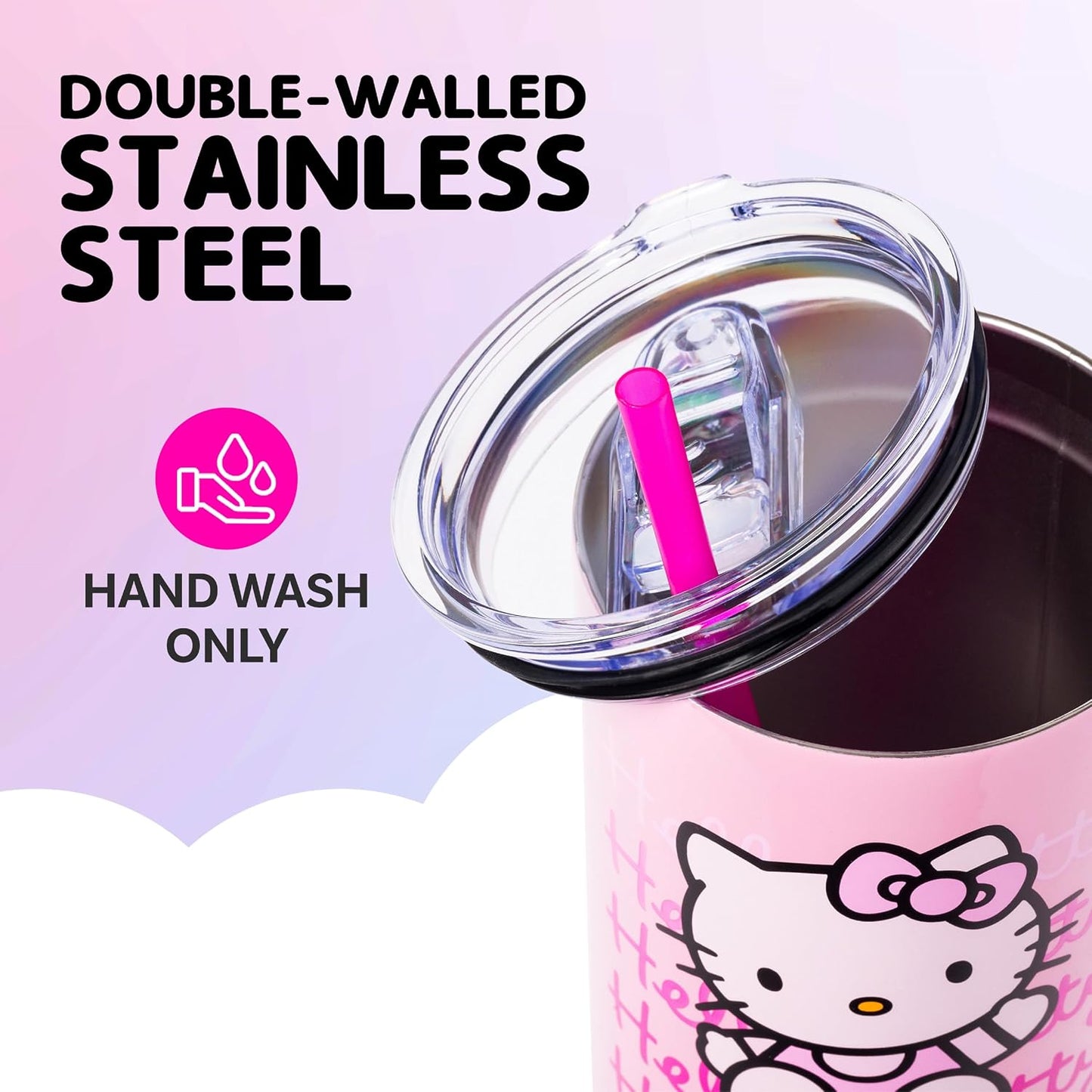 Betty Boop Core Cute Pose, Stainless Steel Tumbler, 40oz | Sitting, Hearts and Dots, Straw Cover Cap, Handle, Lid, Double Walled, Fits in Cup Holder, 1.18 Liters - Colors B