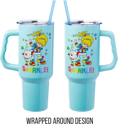 Betty Boop Core Cute Pose, Stainless Steel Tumbler, 40oz | Sitting, Hearts and Dots, Straw Cover Cap, Handle, Lid, Double Walled, Fits in Cup Holder, 1.18 Liters - Colors B