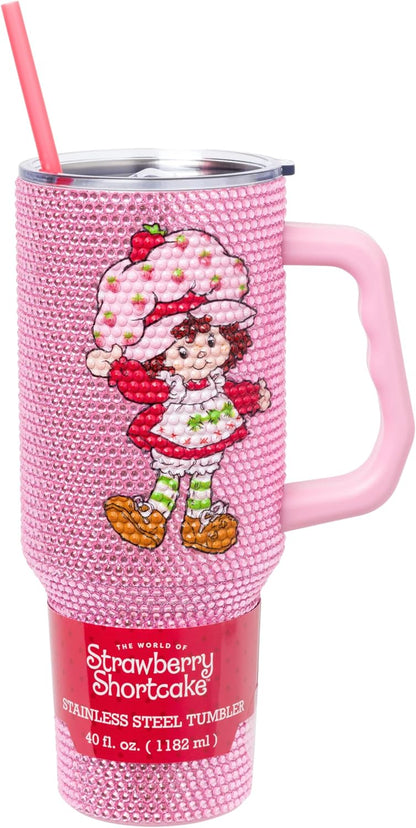 Betty Boop Core Cute Pose, Stainless Steel Tumbler, 40oz | Sitting, Hearts and Dots, Straw Cover Cap, Handle, Lid, Double Walled, Fits in Cup Holder, 1.18 Liters - Colors B