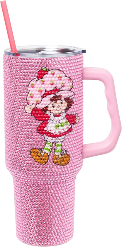 Betty Boop Core Cute Pose, Stainless Steel Tumbler, 40oz | Sitting, Hearts and Dots, Straw Cover Cap, Handle, Lid, Double Walled, Fits in Cup Holder, 1.18 Liters - Colors B