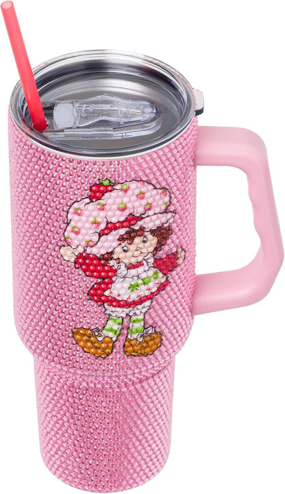 Betty Boop Core Cute Pose, Stainless Steel Tumbler, 40oz | Sitting, Hearts and Dots, Straw Cover Cap, Handle, Lid, Double Walled, Fits in Cup Holder, 1.18 Liters - Colors B