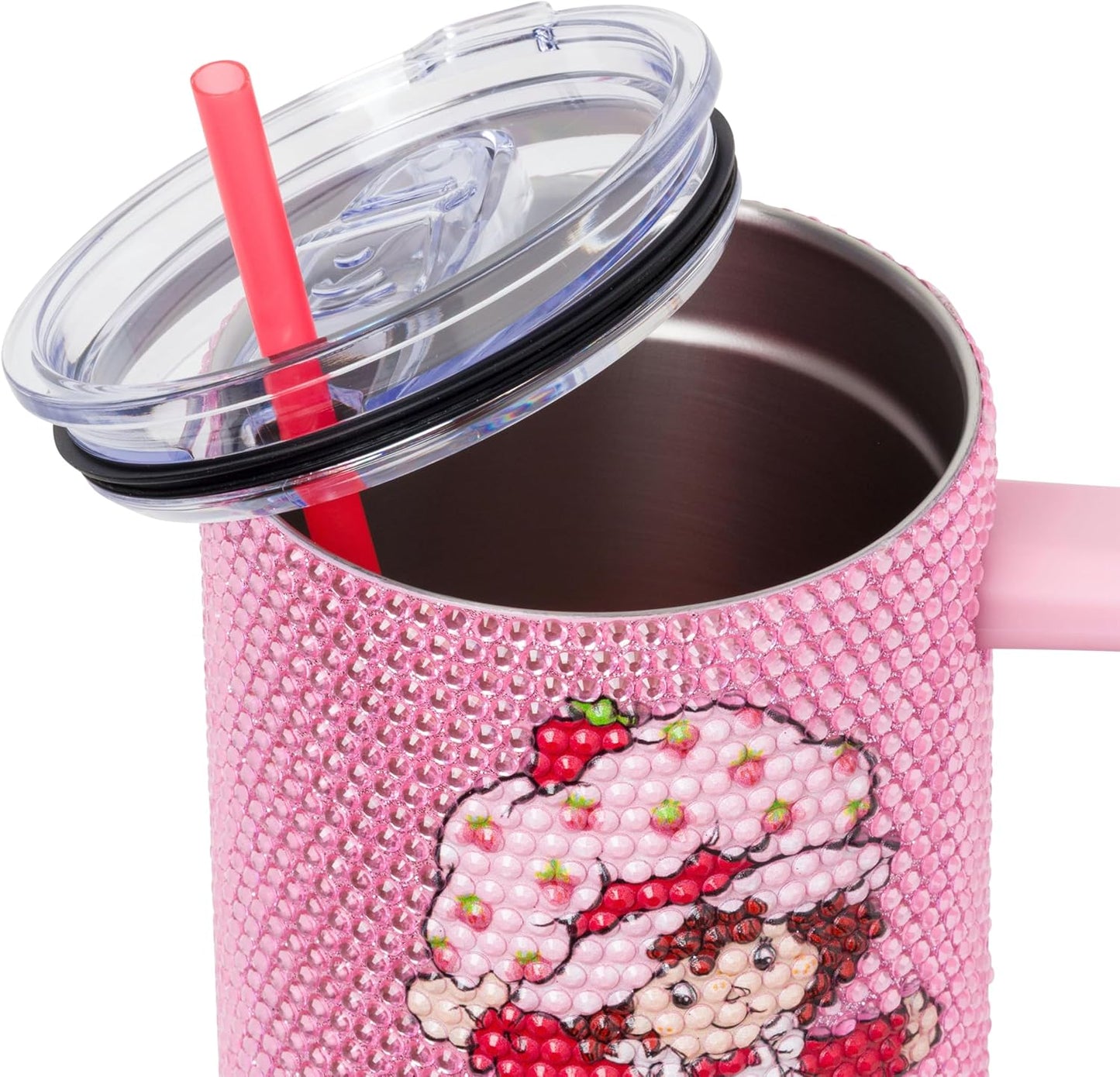 Betty Boop Core Cute Pose, Stainless Steel Tumbler, 40oz | Sitting, Hearts and Dots, Straw Cover Cap, Handle, Lid, Double Walled, Fits in Cup Holder, 1.18 Liters - Colors B