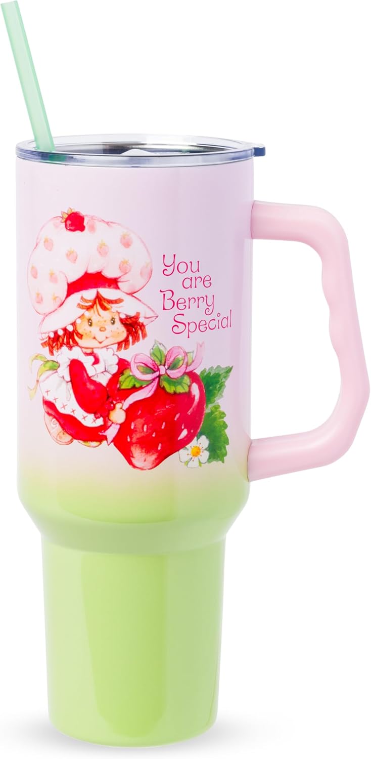 Betty Boop Core Cute Pose, Stainless Steel Tumbler, 40oz | Sitting, Hearts and Dots, Straw Cover Cap, Handle, Lid, Double Walled, Fits in Cup Holder, 1.18 Liters - Colors B