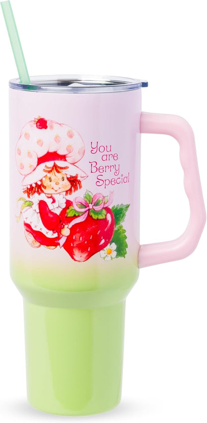Betty Boop Core Cute Pose, Stainless Steel Tumbler, 40oz | Sitting, Hearts and Dots, Straw Cover Cap, Handle, Lid, Double Walled, Fits in Cup Holder, 1.18 Liters - Colors B