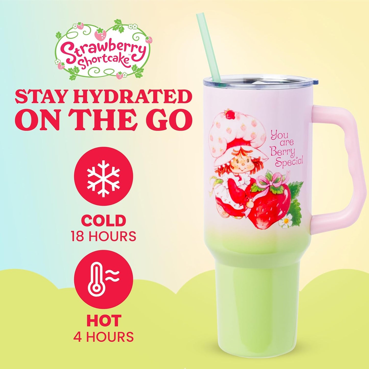 Betty Boop Core Cute Pose, Stainless Steel Tumbler, 40oz | Sitting, Hearts and Dots, Straw Cover Cap, Handle, Lid, Double Walled, Fits in Cup Holder, 1.18 Liters - Colors B