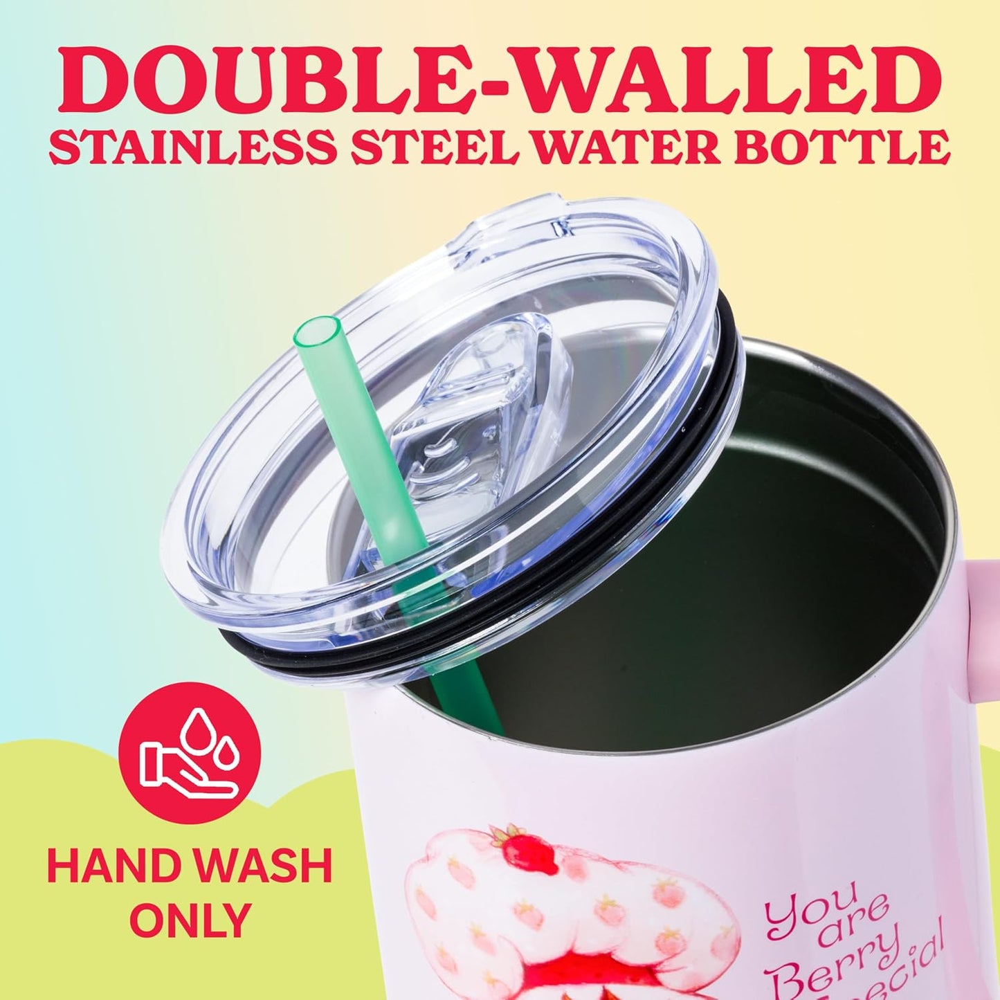 Betty Boop Core Cute Pose, Stainless Steel Tumbler, 40oz | Sitting, Hearts and Dots, Straw Cover Cap, Handle, Lid, Double Walled, Fits in Cup Holder, 1.18 Liters - Colors B
