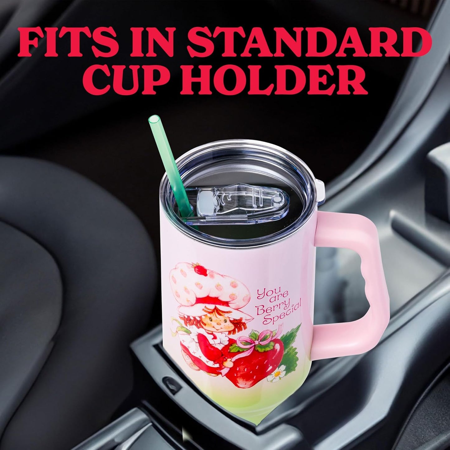 Betty Boop Core Cute Pose, Stainless Steel Tumbler, 40oz | Sitting, Hearts and Dots, Straw Cover Cap, Handle, Lid, Double Walled, Fits in Cup Holder, 1.18 Liters - Colors B