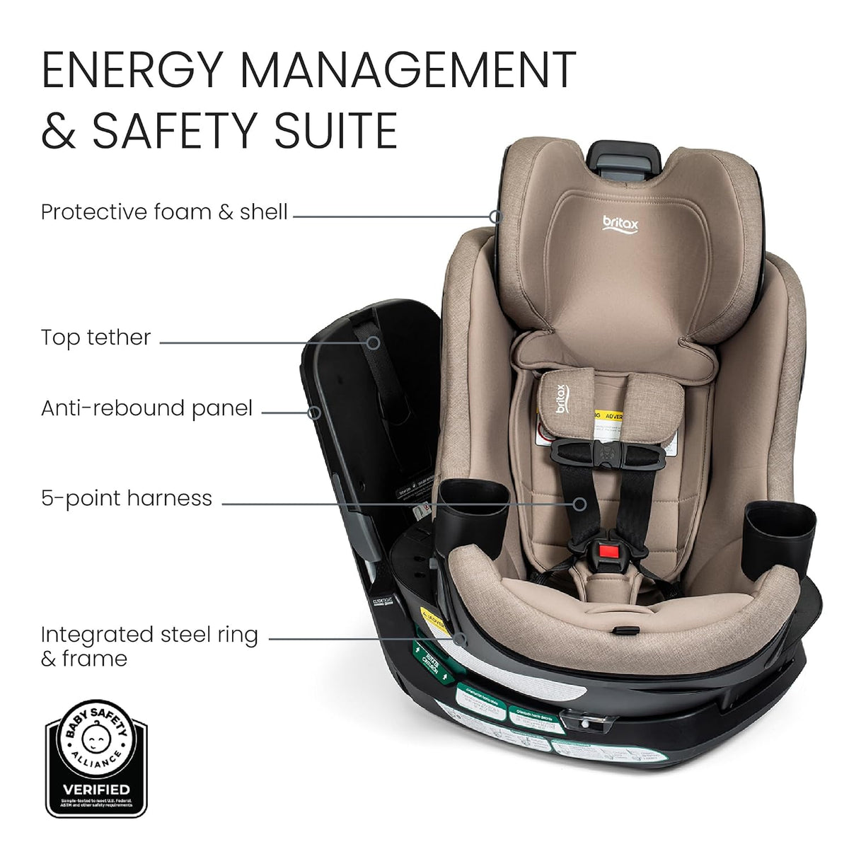 Galaxy360 Slim Rotating Convertible Car Seat — Teak