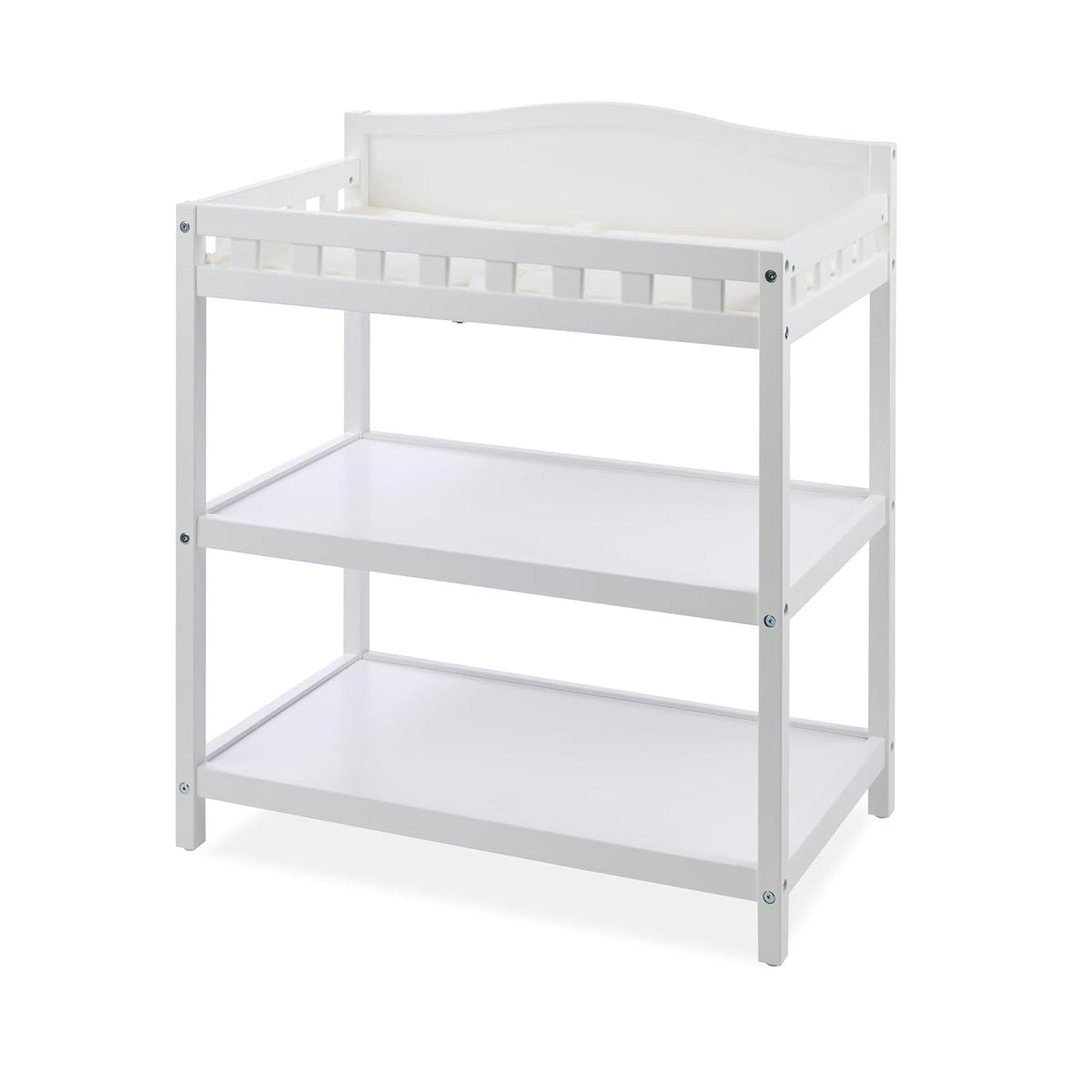 Baby Changing Table with Pad & Storage Shelves - White