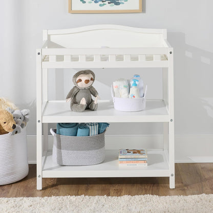 Baby Changing Table with Pad & Storage Shelves - White