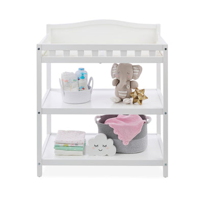 Baby Changing Table with Pad & Storage Shelves - White