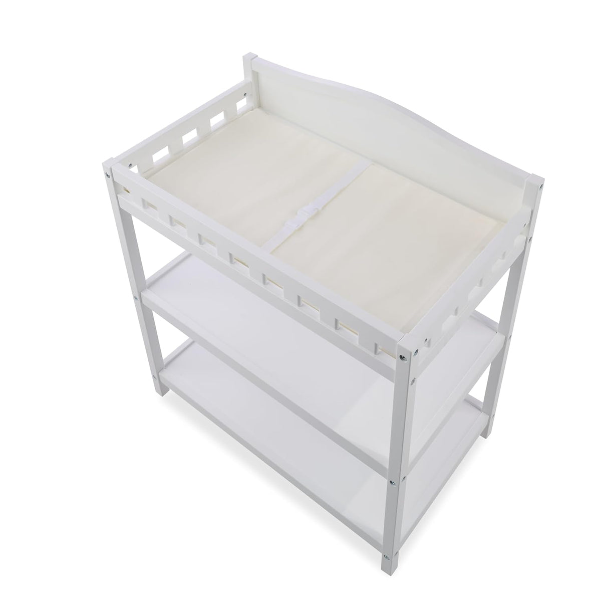 Baby Changing Table with Pad & Storage Shelves - White