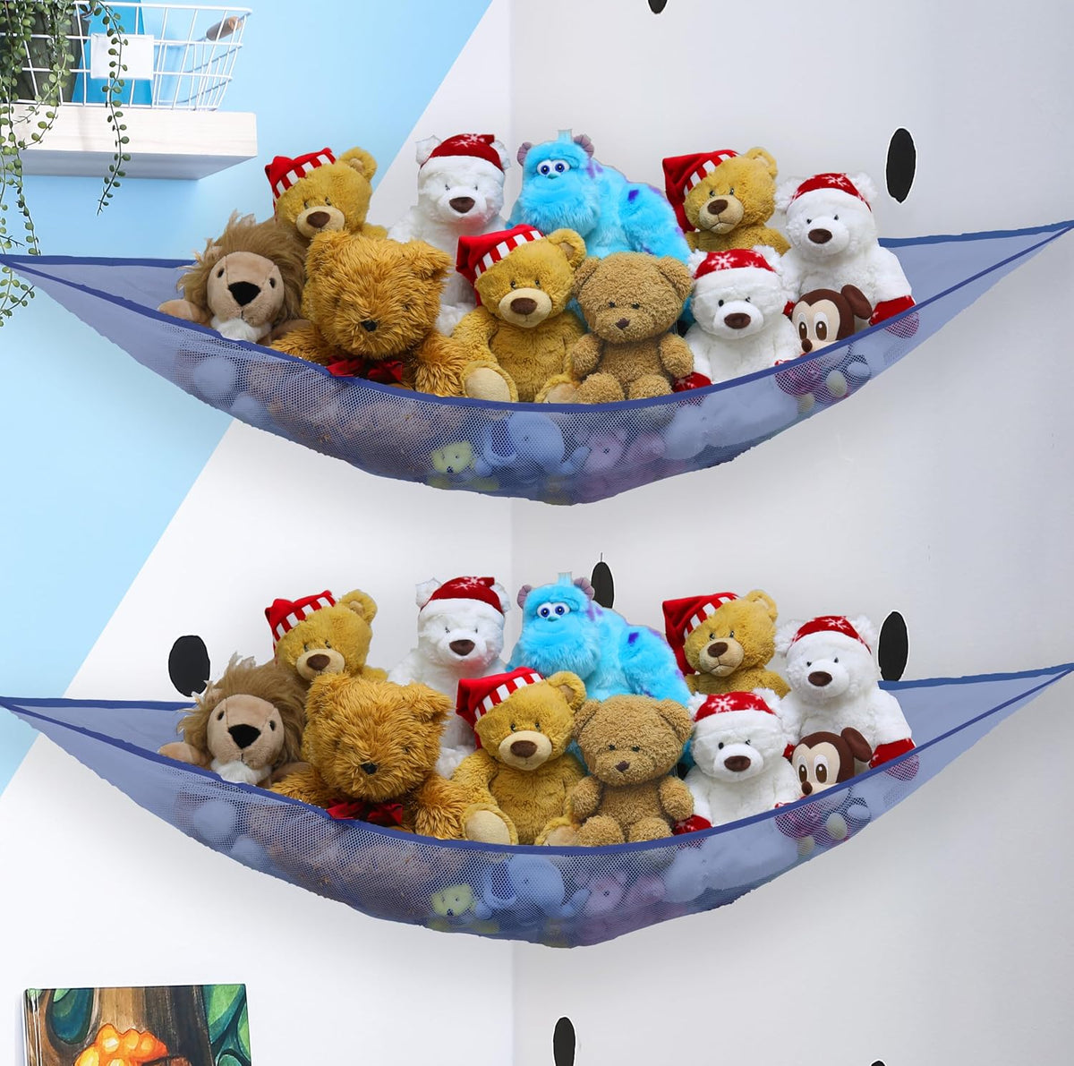 2 Pack Stuffed Animal Toy Hammock Net, White