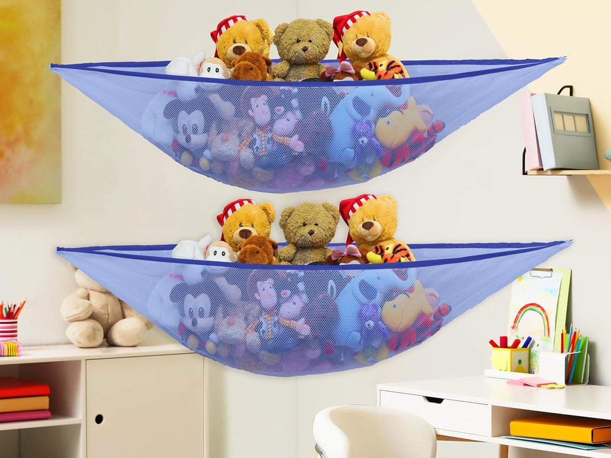 2 Pack Stuffed Animal Toy Hammock Net, White
