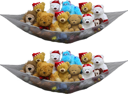 2 Pack Stuffed Animal Toy Hammock Net, White