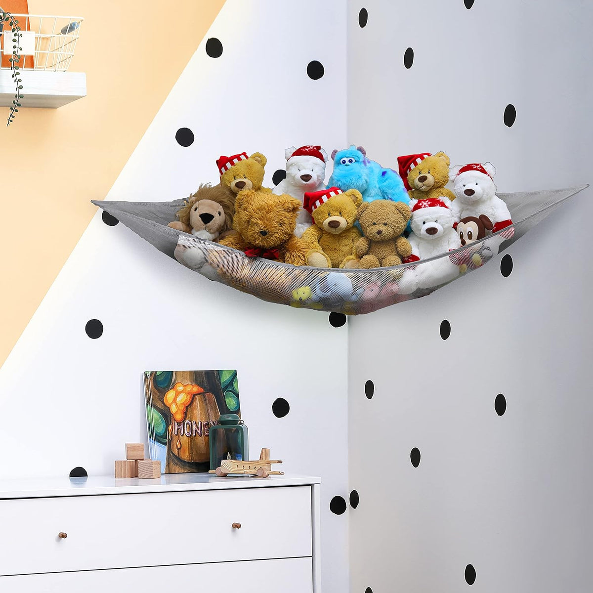 2 Pack Stuffed Animal Toy Hammock Net, White