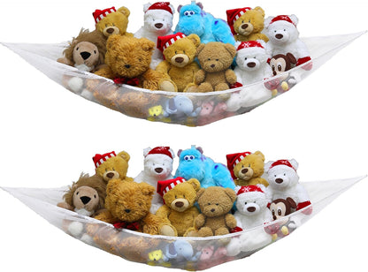2 Pack Stuffed Animal Toy Hammock Net, White