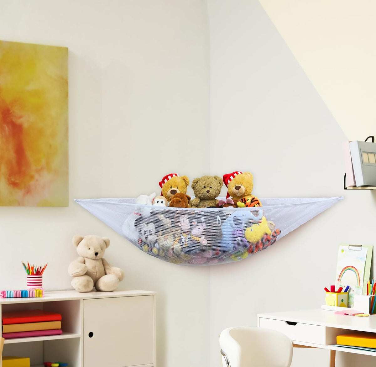 2 Pack Stuffed Animal Toy Hammock Net, White