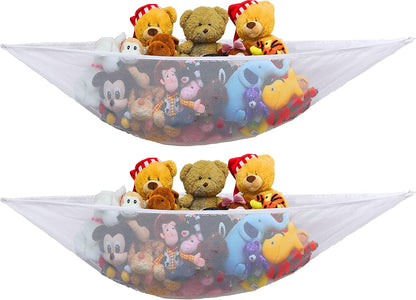 2 Pack Stuffed Animal Toy Hammock Net, White