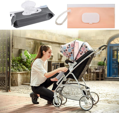 4pcs Baby Wipe Dispenser for Travel, Portable Refillable Baby Wipes Container for Diaper, Wipe Dispenser, Reusable Travel Wet Wipe Pouch for Outdoor, Camping, Hiking.