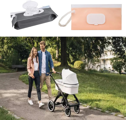 4pcs Baby Wipe Dispenser for Travel, Portable Refillable Baby Wipes Container for Diaper, Wipe Dispenser, Reusable Travel Wet Wipe Pouch for Outdoor, Camping, Hiking.