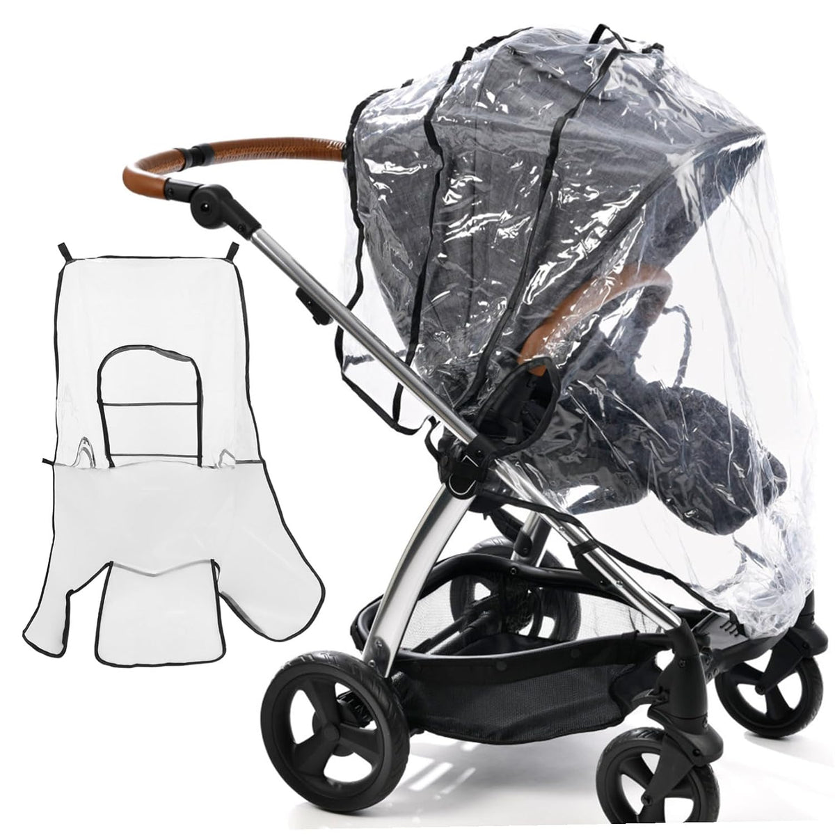 Stroller Rain Cover Windproof Transparent EVA Shield with Ventilation Nets for Pushchair Buggy Pram Easy to Install and Portable